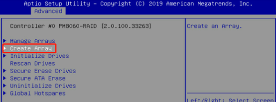 PM8060 UEFI模式RAID配置步骤-Create array