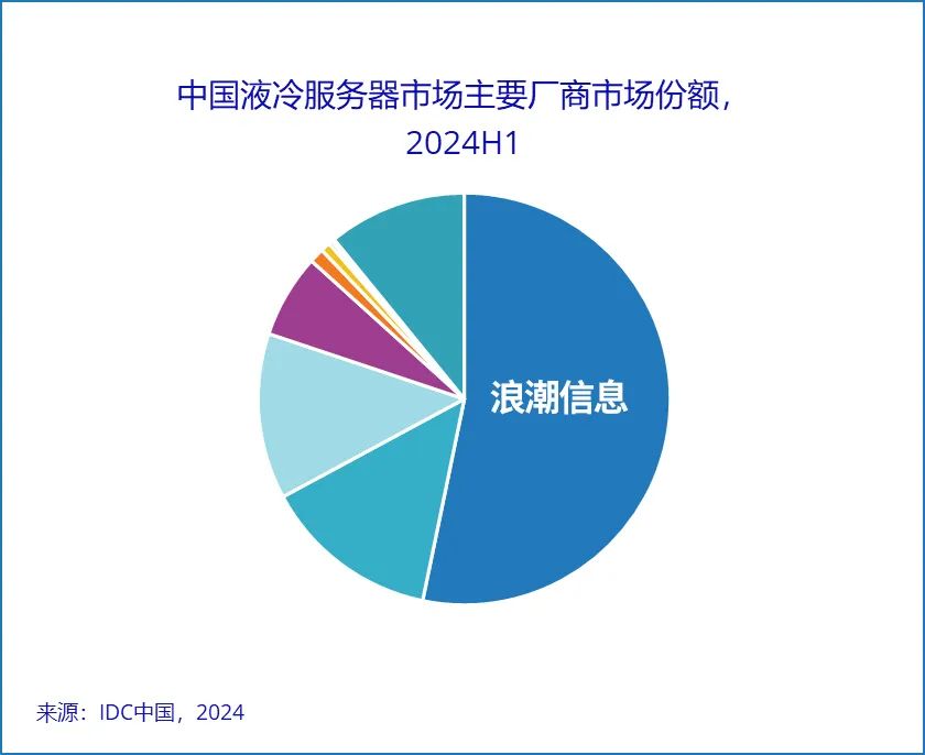 中国液冷服务器市场主要厂商市场份额，2024H1