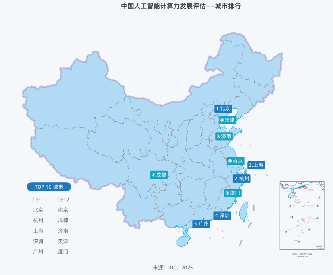 中国人工智能算力发展评估-城市排行