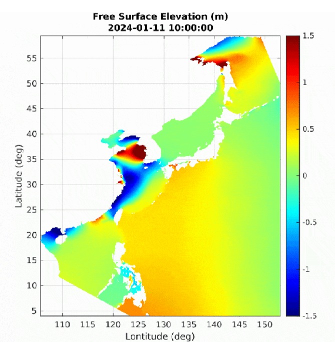 FVCOM模拟西北太平洋潮流运动过程潮位变化图像.jpg